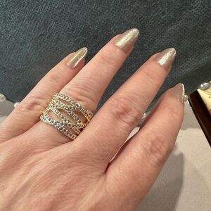 Silver Tone Crystal Multi-Band Women's Ring